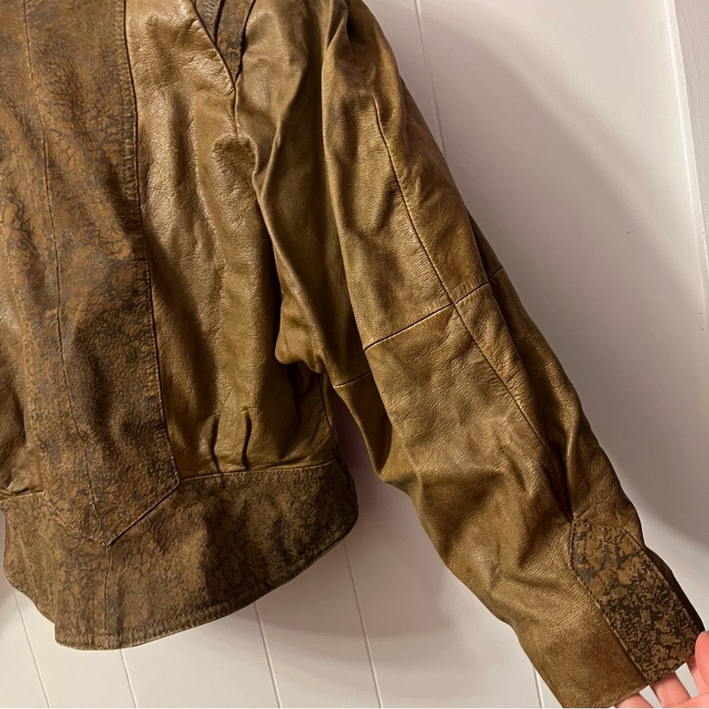 Vintage Adler Leather Jacket Flight Aviator Shoulder Pads Bomber Military Brown - Picture 12 of 16